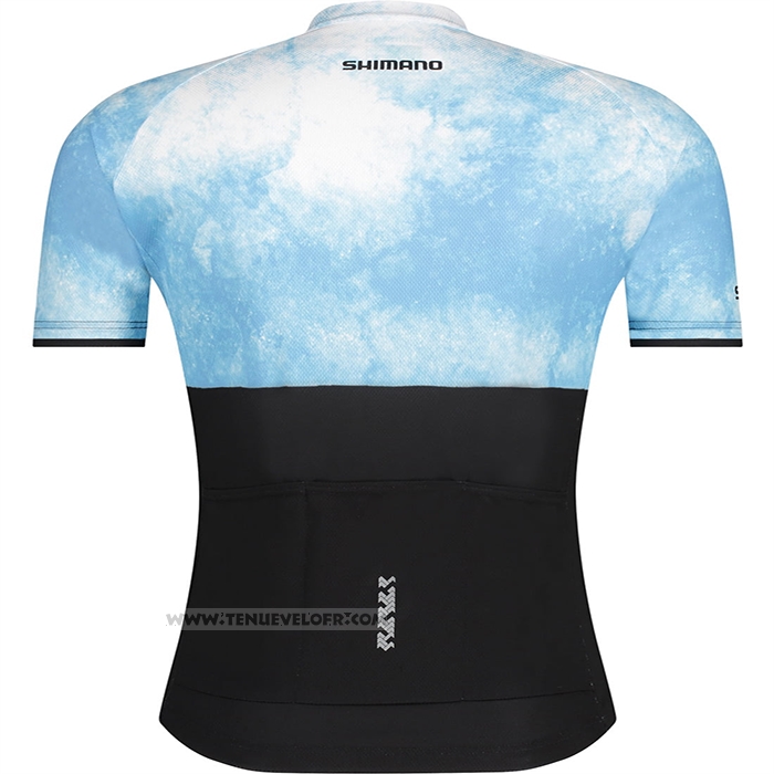 2021 Maillot Cyclisme Cannondale Bleu Clair Noir Manches Courtes et Cuissard